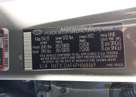 2023 Hyundai Santa Cruz Night from USA, damaged, VIN 5NTJCDAF6PH068369